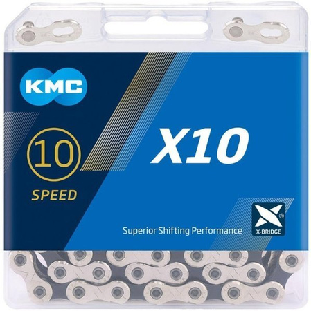 Łańcuch KMC X10.93 10S srebrno-czarny 122 ogniw
